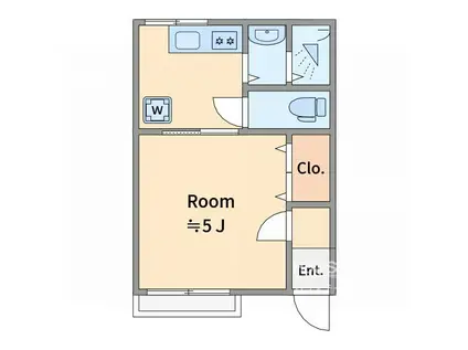 ヒカリハウス(1K/1階)の間取り写真