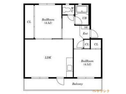 二村ビル(2LDK/3階)の間取り写真