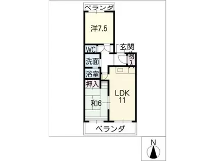 パークサイド庄南 南館(2LDK/4階)の間取り写真