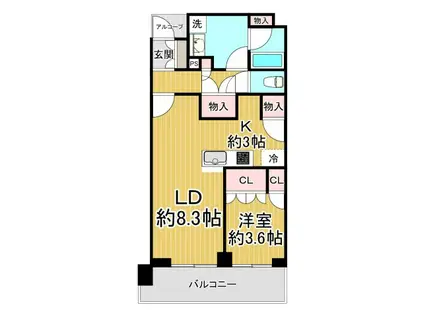 ジオタワー宝塚南口グランレジス南棟(1LDK/12階)の間取り写真