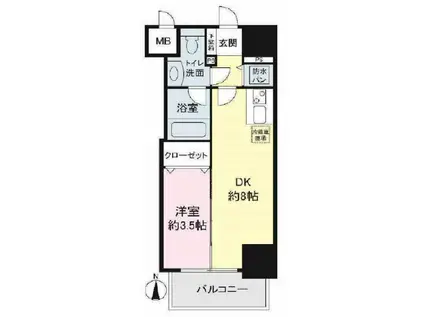 イグレック南本町(1DK/14階)の間取り写真