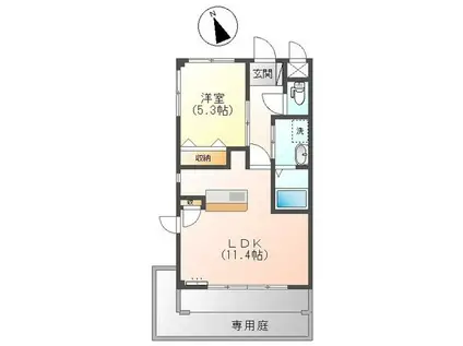 TEA&CANE(1LDK/1階)の間取り写真