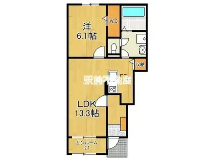 東与賀町下古賀アパート2(1LDK/1階)の間取り写真