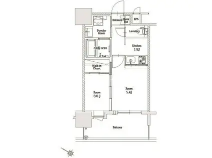 エンクレスト博多駅前ART(2K/14階)の間取り写真