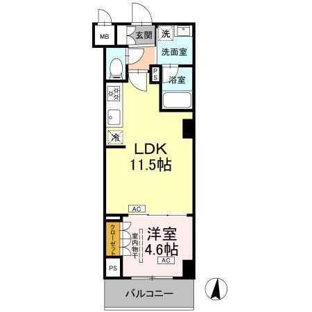 ロイジェント潮見(1LDK/7階)の間取り写真