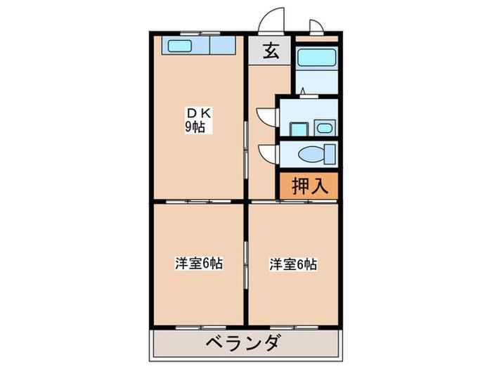 サンメゾン平針(2DK/9階)の間取り写真