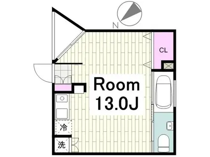 イースト RISE 由比ガ浜 B(ワンルーム/3階)の間取り写真
