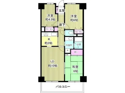 クレストヒル中野木(3LDK/2階)の間取り写真