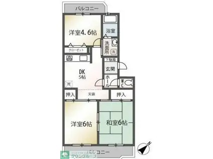 TIME131(3DK/3階)の間取り写真