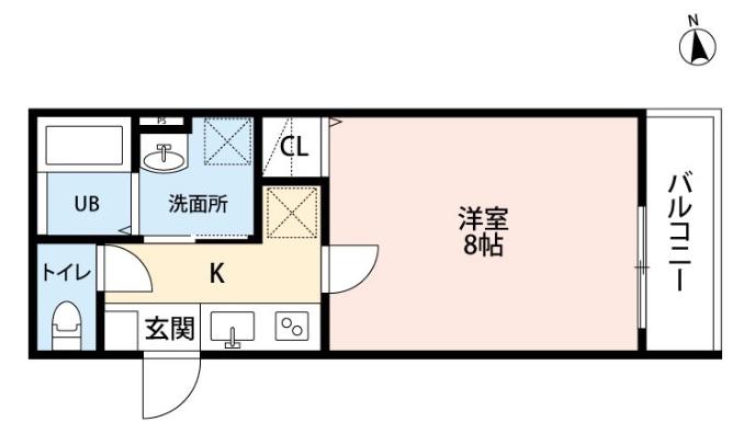 OUTRIGGER六十人町(1K/2階)の間取り写真