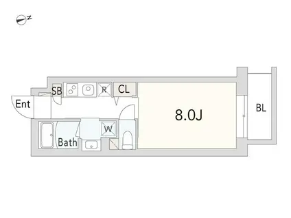 GRANDUO経堂15(1K/1階)の間取り写真