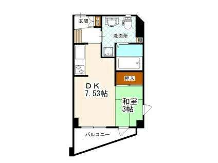 プリマージュ(1DK/3階)の間取り写真