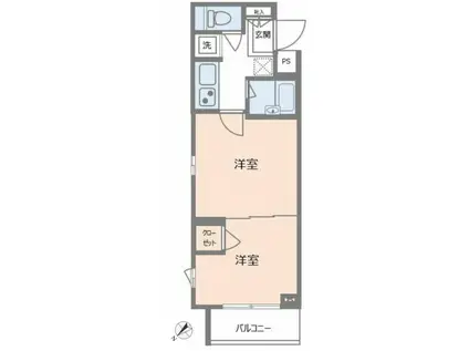 パレホームズ・東雪ヶ谷(2K/4階)の間取り写真