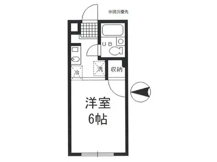 リジエールII(ワンルーム/2階)の間取り写真