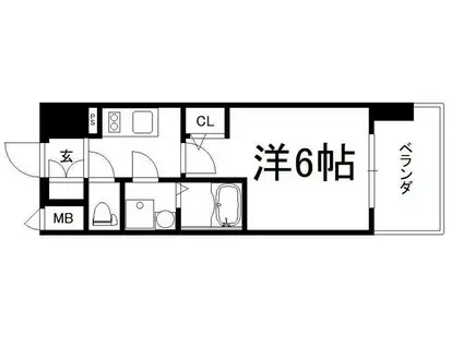 エスリード難波ザ・ゲート(1K/8階)の間取り写真