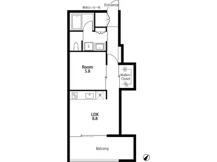 HANEGI TERRACE(1LDK/3階)の間取り写真