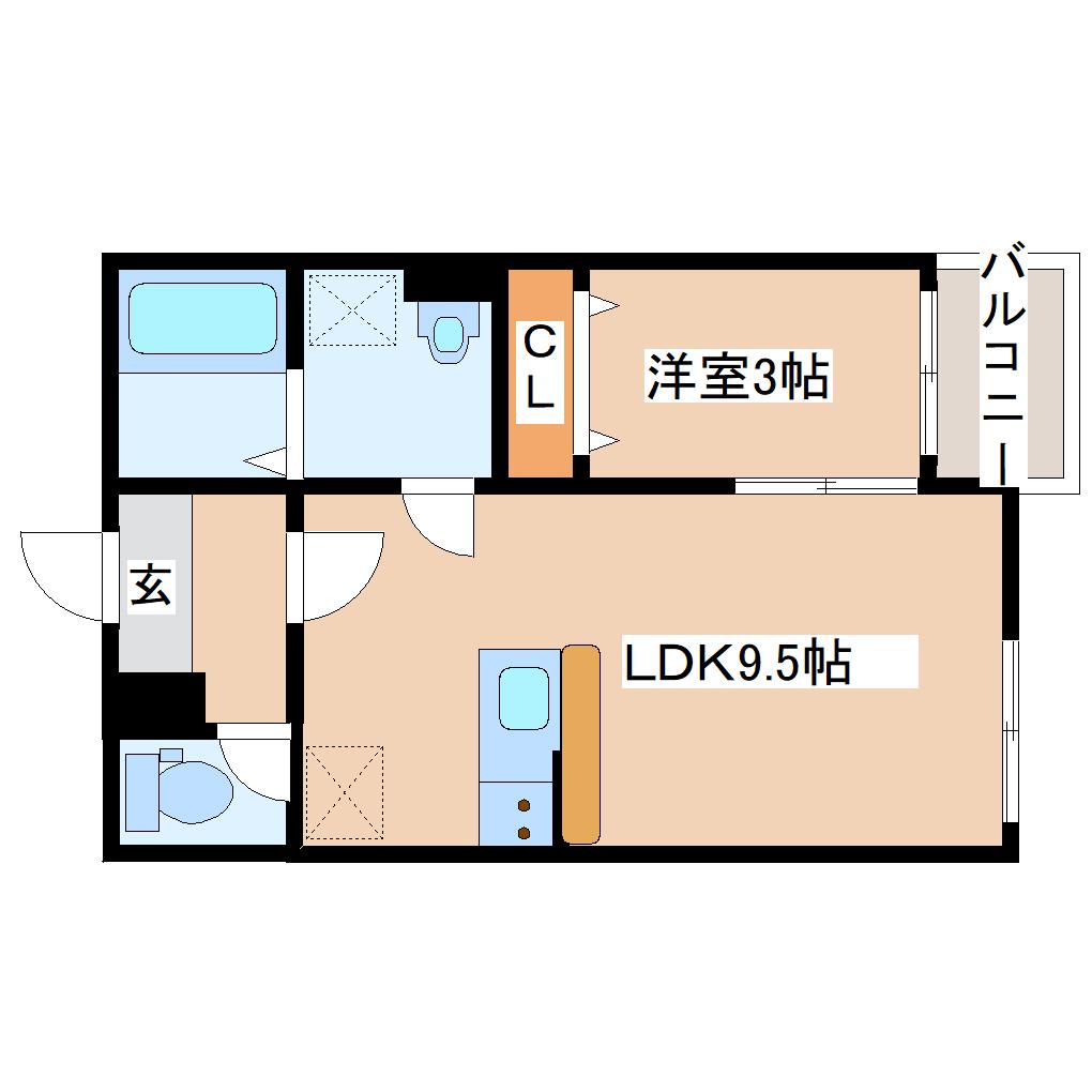 グランヒルズ(1LDK/1階)の間取り写真