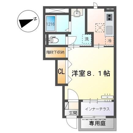 RH 柳川(1K/1階)の間取り写真