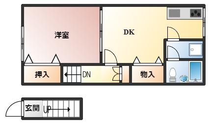 南洋荘(1DK/2階)の間取り写真