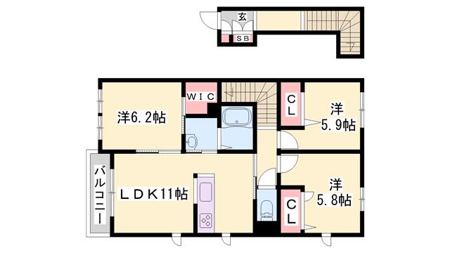 GALA GARDENS(3LDK/2階)の間取り写真