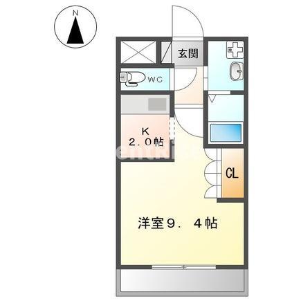 シェルルS(1K/1階)の間取り写真