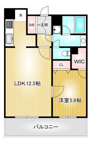 向陽町レジデンス(1LDK/2階)の間取り写真