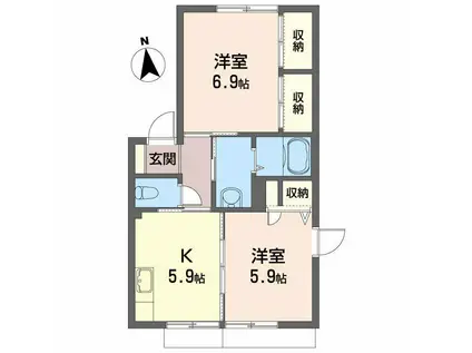 メゾン・ド・ファミーユC(2K/1階)の間取り写真