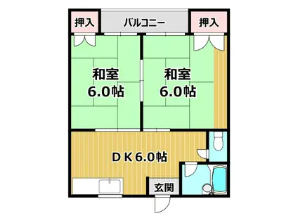 なぎさマンション(2DK/3階)の間取り写真