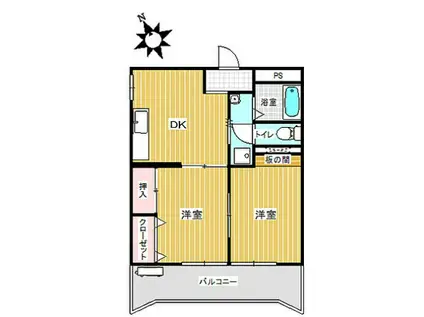 ヴィラージュM-I(2DK/3階)の間取り写真