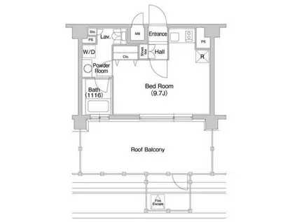 コンフォリア豊洲(ワンルーム/7階)の間取り写真