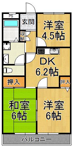 メゾン兵庫(3DK/2階)の間取り写真