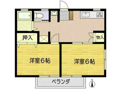 ヴィーナスハイツIII(2DK/2階)の間取り写真