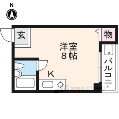 京都33GENDOU(ワンルーム/2階)の間取り写真