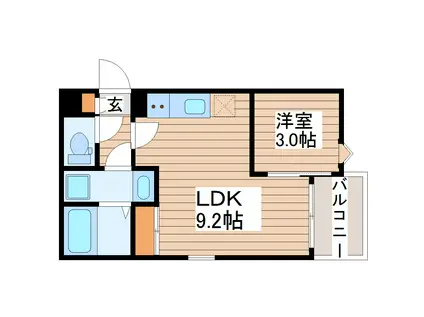 REGALEST長町南(1LDK/3階)の間取り写真
