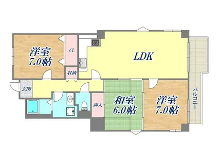 モンテヴィラアシヤ(3LDK/3階)の間取り写真