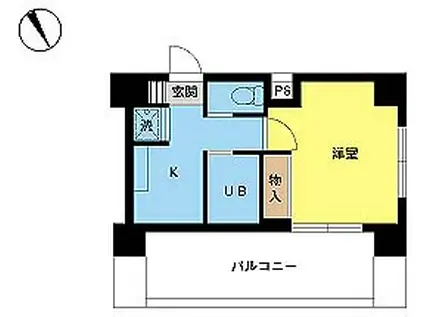 スカイコート三田慶大前(1K/10階)の間取り写真