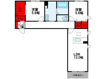 フローラ大塚(2LDK/1階)の間取り写真