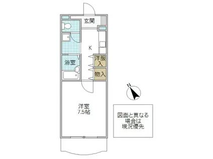 グランプラード(1K/1階)の間取り写真