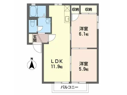 プラムロード(2LDK/1階)の間取り写真