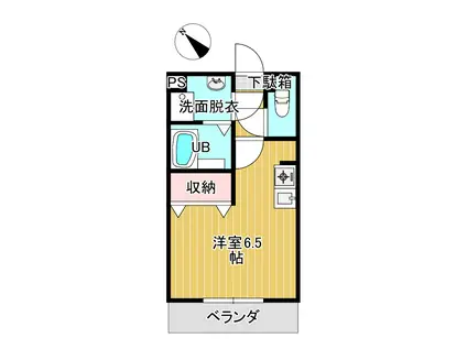 クローバーハイツ(ワンルーム/2階)の間取り写真