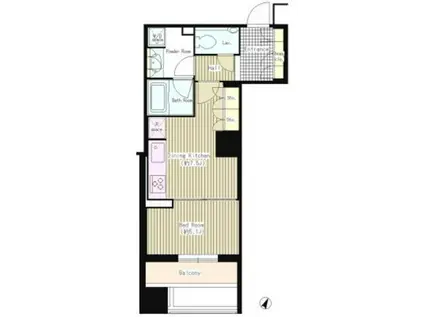 パークコート・ジオ永田町(1DK/4階)の間取り写真