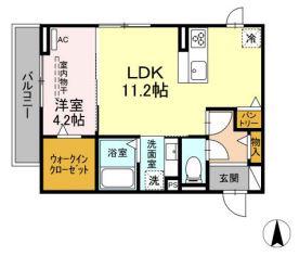 ルミナーレ山の手(1LDK/2階)の間取り写真