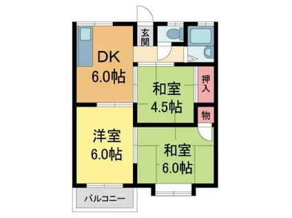 アーバンたわらII(3DK/2階)の間取り写真