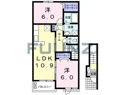 アメニティーII(2LDK/2階)の間取り写真