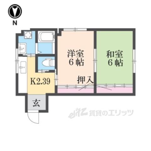 ハイツ紫峯(2DK/1階)の間取り写真