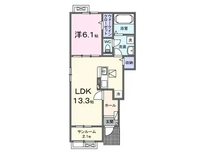 ポルト (1LDK/1階)の間取り写真