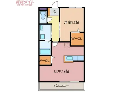 シトリンI(1LDK/2階)の間取り写真