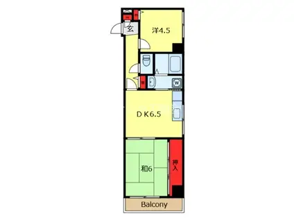 アビタシオンカンセイ(2DK/3階)の間取り写真
