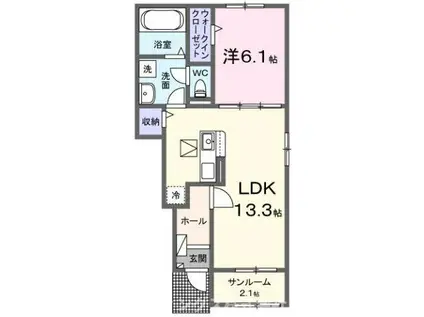 カーサ K スワンI(1LDK/1階)の間取り写真