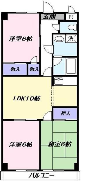 ハイツヨシタカ(3LDK/2階)の間取り写真